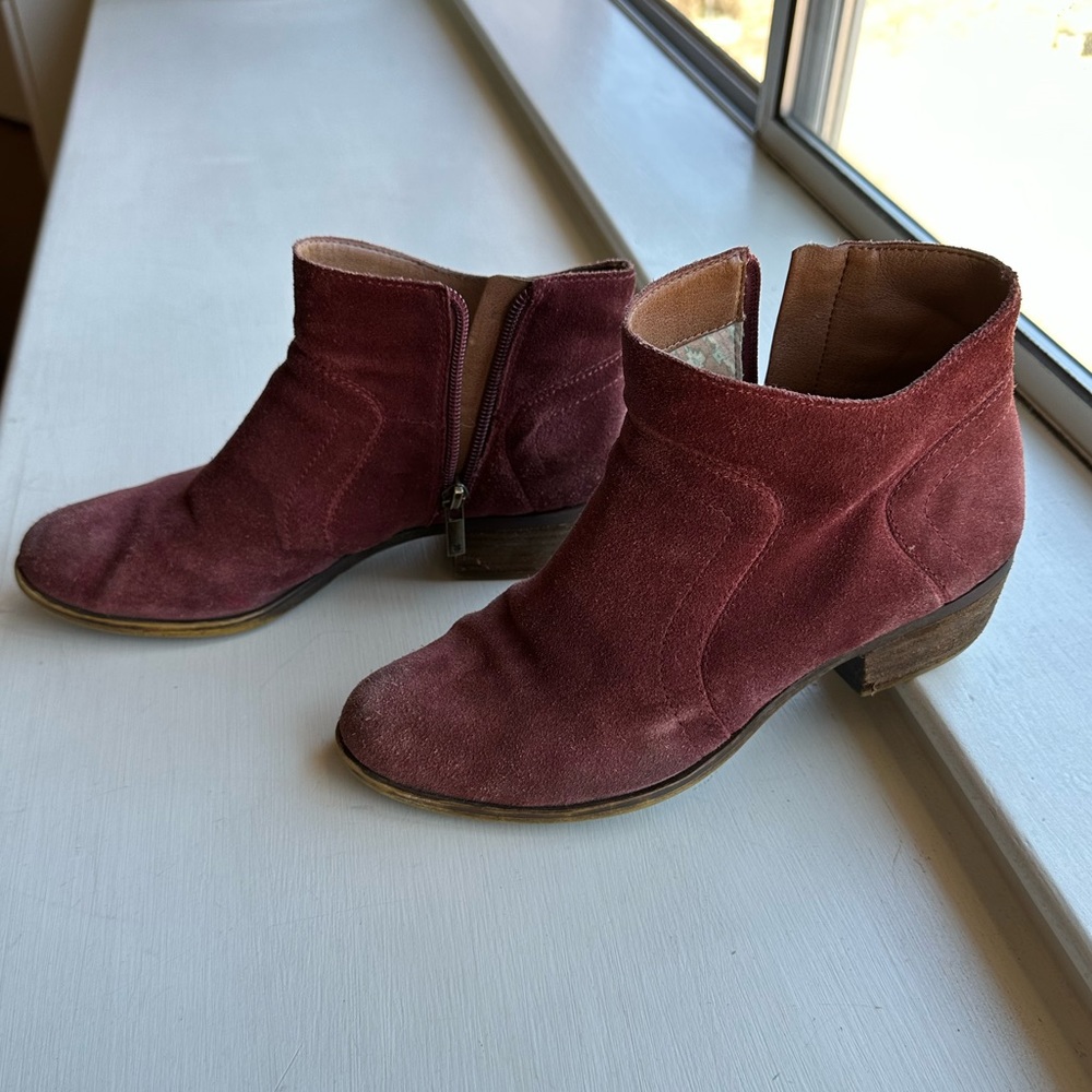 Deep red Lucky Brand small heeled booties